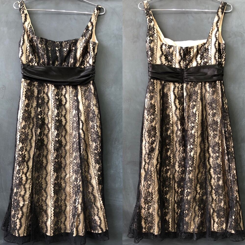 Black Lace Dress, Y2K, Size 8 Niki by Niki Livas, Empire Waist